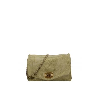Geanta crossbody de piele cu inchidere metalica Floralla - Verde inchis