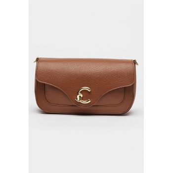 Geanta crossbody de piele cu model colorblock C-Me - Caramel