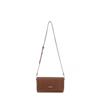Geanta crossbody de piele ecologica cu aspect texturat Eirwen - Caramel