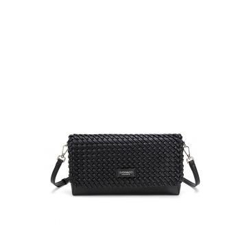 Geanta crossbody de piele ecologica cu aspect texturat Eirwen - Negru