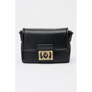 Geanta crossbody de piele ecologica cu bareta detasabila si ajustabila - Negru