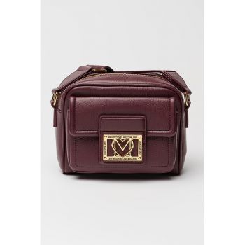 Geanta crossbody de piele ecologica cu buzunar frontal cu clapa - Violet tyrian