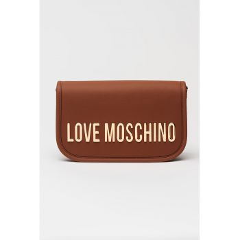 Geanta crossbody de piele ecologica cu clapa - Maro scortisoara