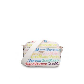 Geanta crossbody de piele ecologica cu logo Elora Pro - Alb