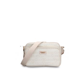 Geanta crossbody de piele ecologica cu logo Elora Pro - Bej