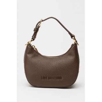 Geanta crossbody de piele ecologica cu logo - Maro inchis