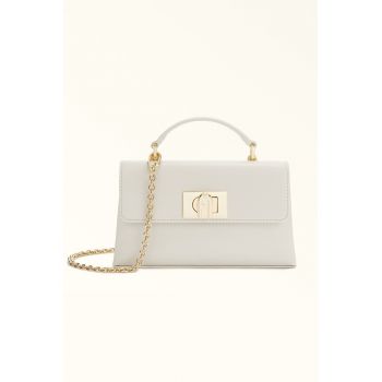 Geanta crossbody din piele cu bareta din lant si clapa 1927 - Albastru pastel