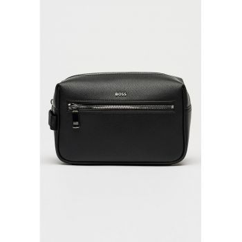 Geanta crossbody din piele cu logo metalic - Negru