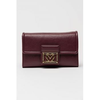 Geanta crossbody din piele ecologica cu logo metalic - Violet tyrian