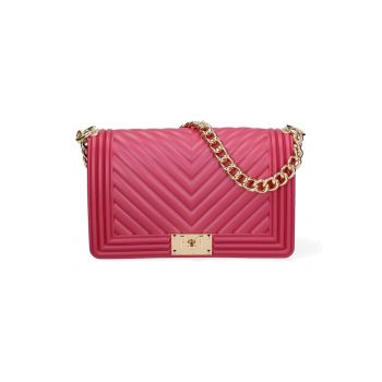 Geanta crossbody matlasata cu maner din lant - Auriu - Fucsia