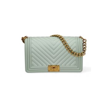 Geanta crossbody matlasata cu maner din lant - Galben deschis - Verde deschis