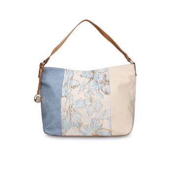 Geanta cu bareta de umar si model patchwork Alizé - Albastru