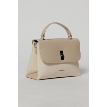 Geanta cu design modern in doua nuante de ivoar