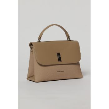 Geanta cu design modern in doua nuante de taupe