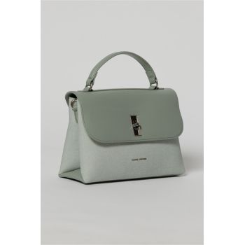 Geanta cu design modern in doua nuante de verde menta