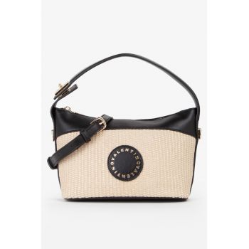 Geanta cu maner si aplicatie logo Sayor - Negru/Bej deschis