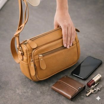 Geanta de dama, Caroline GT3833, piele naturala, Maro