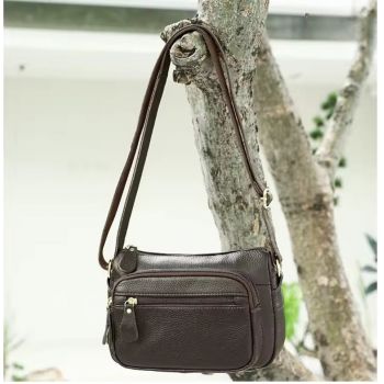 Geanta de dama, Caroline GT3835, piele naturala, Maro inchis