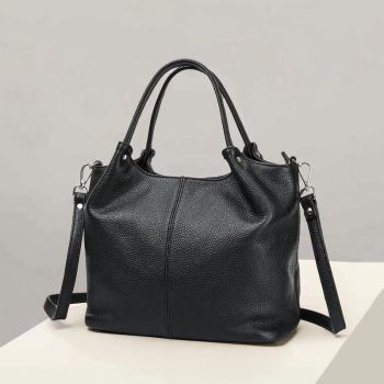 Geanta de dama, Charlote GT3831, piele naturala, Negru