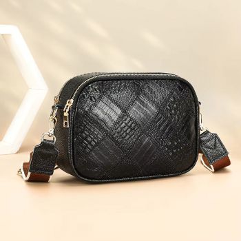 Geanta de dama, Doriana GT3816, piele naturala, Negru