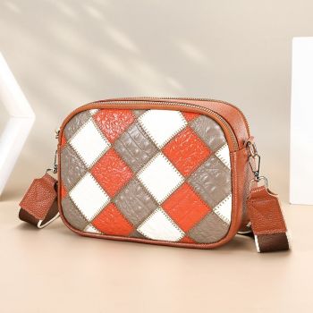 Geanta de dama, Doriana GT3817, piele naturala, Maro