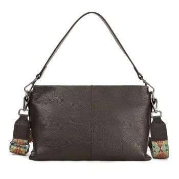 Geanta de dama, Isabela GT3820, piele naturala, Maro inchis