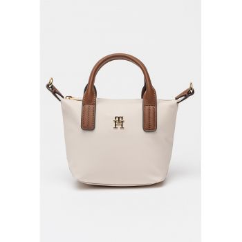 Geanta de panza cu maner si bareta de umar Popette Micro - Alb fildes/Maro