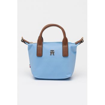 Geanta de panza cu maner si bareta de umar Popette Micro - Albastru pastel/Maro