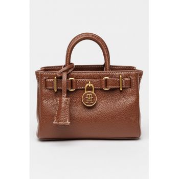 Geanta de piele cu bareta de umar si maner American Icon - Maro scortisoara