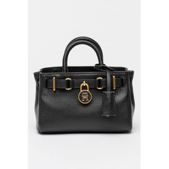 Geanta de piele cu bareta de umar si maner American Icon - Negru