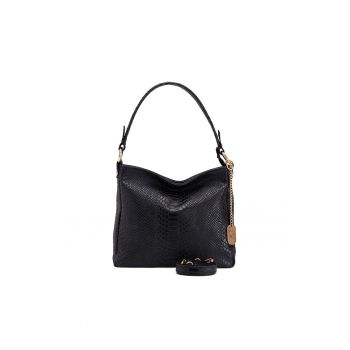 Geanta de piele cu de piele dedwqf - Negru - 29 x 24 x 8 cm