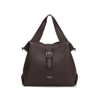 Geanta de piele ecologica cu bareta de umar detasabila Cerelia Pro - Maro