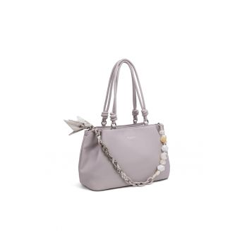 Geanta de piele ecologica cu bareta de umar din lant Seraphina - Lila