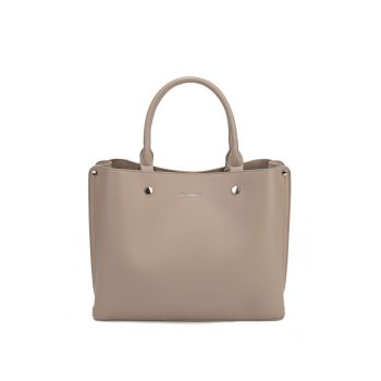 Geanta de piele ecologica cu bareta de umar Seraphina - Maro taupe