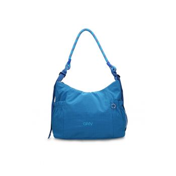 Geanta de piele ecologica cu bareta Solara Chic - Albastru