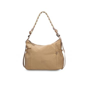Geanta de piele ecologica cu bareta Solara Chic - Maro nisip