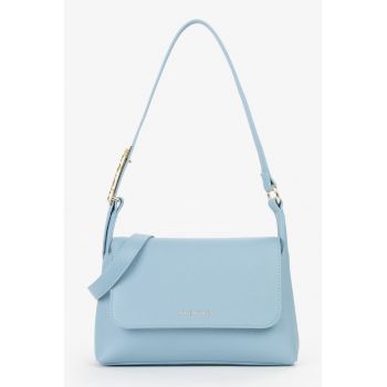 Geanta de piele ecologica cu clapa - Albastru deschis