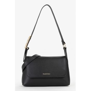 Geanta de piele ecologica cu clapa - Negru