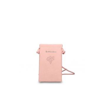Geanta de piele ecologica cu logo pentru telefon Celestia Nova - Roz deschis