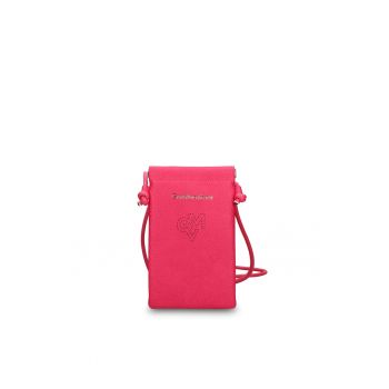 Geanta de piele ecologica cu logo pentru telefon Celestia Nova - Roz inchis