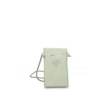Geanta de piele ecologica cu logo pentru telefon Celestia Nova - Verde