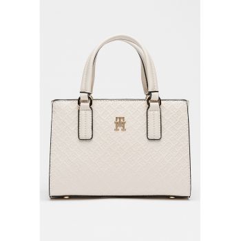 Geanta de piele ecologica cu maner si bareta detasabila - Alb murdar