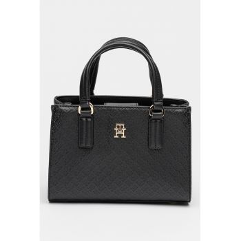 Geanta de piele ecologica cu maner si bareta detasabila - Negru