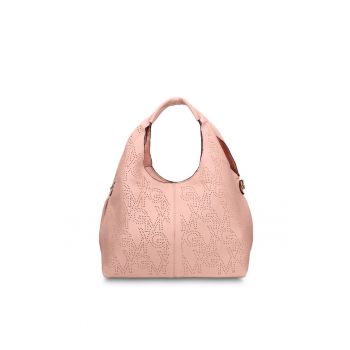 Geanta de piele ecologica cu maner si perforatii Elora Plus - Roz