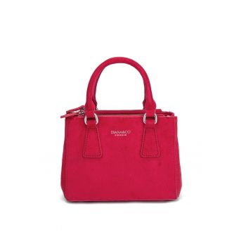 Geanta de piele intoarsa ecologica cu maner si bareta de umar Eris - Rosu