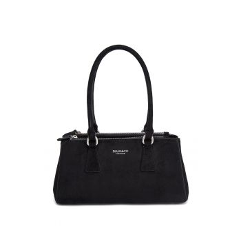 Geanta de piele intoarsa sintetica cu maner Lumina Pro - Negru