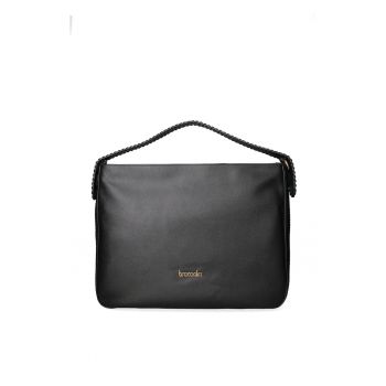 Geanta de piele uni cu bareta Liora Pro - Negru