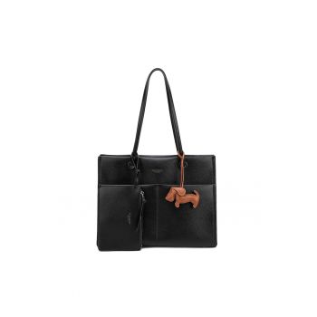 Geanta de umar cu buzunar detasabil cu fermoar Elora - Negru