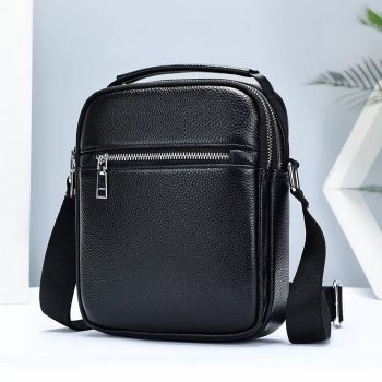 Geanta de umar pentru barbati, Alexander GT3810, piele naturala, Neagra