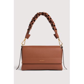 Geanta din piele cu bareta de umar Boheme - Maro scortisoara